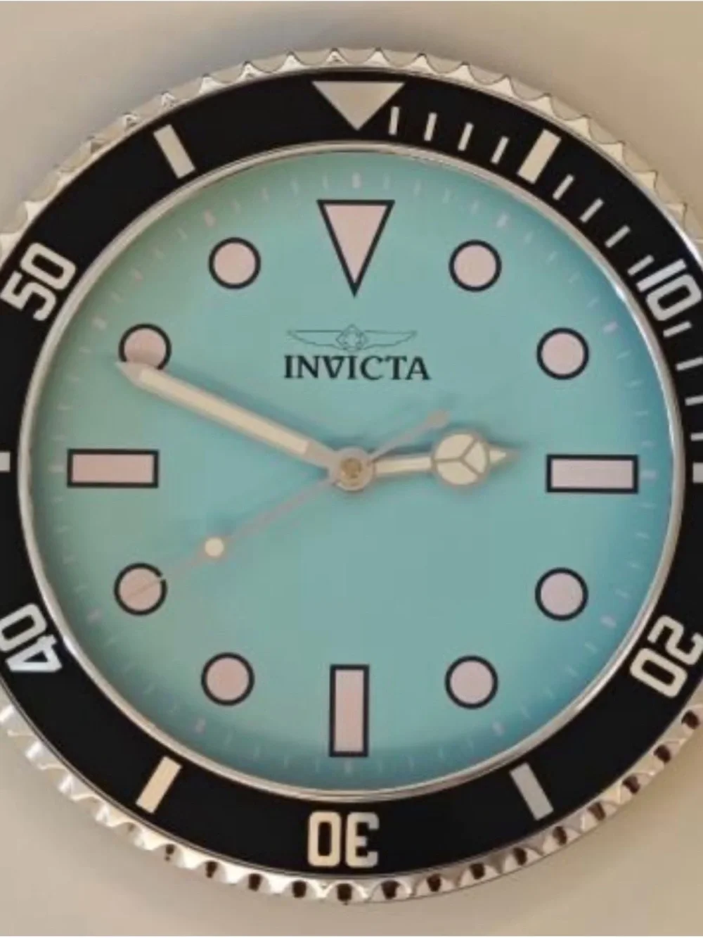 Invicta Pro Diver 70042 12” Wall Clock Light Blue Black Bezel Quartz NEW
